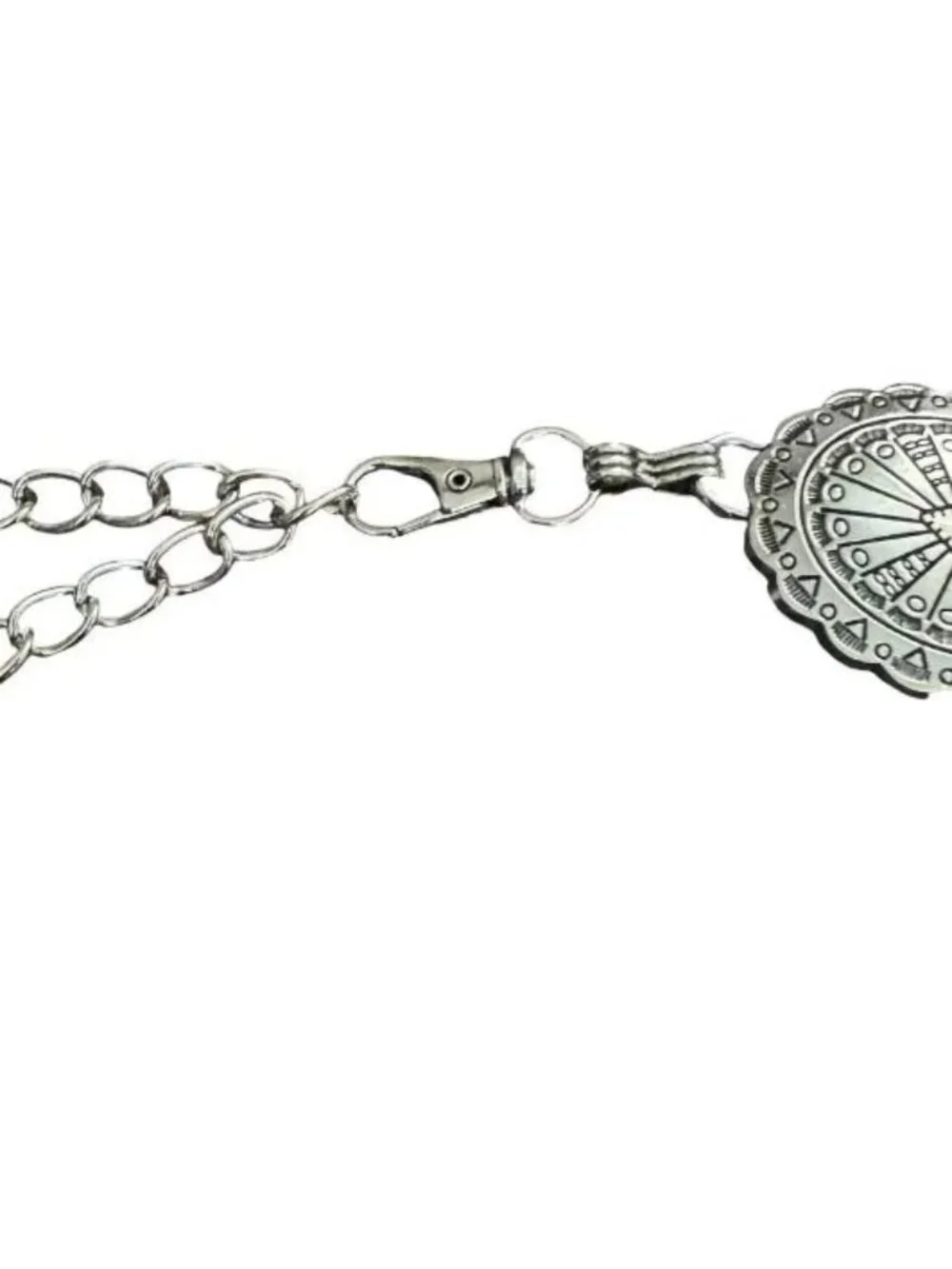 Vintage Y2K silver metal Concho Belt chain statement Adjustable up to womens XL